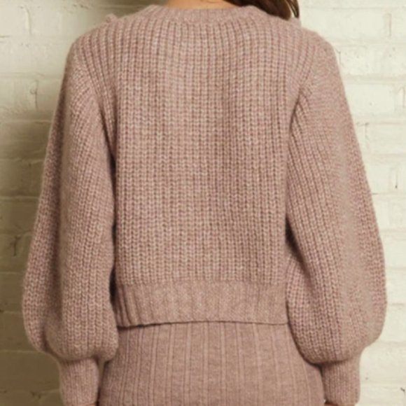 ELEVEN SIX Alpaca Cable-Knit Blouson Sleeve Sweater - Picture 4 of 10